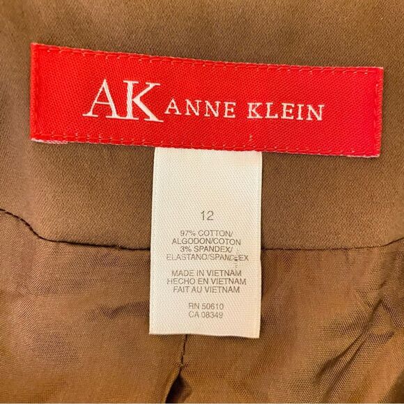 AK Anne Klein Blazer Lightweight Brown Womens Size 12 One Button Closure - Picture 4 of 6